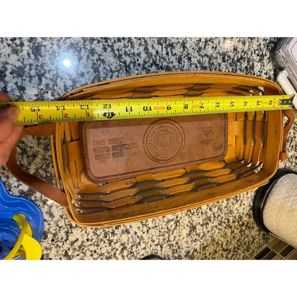 Longaberger Bread Basket w/ Liner & Stone | Handwoven Dresden OH | 1997 - Picture 11 of 11